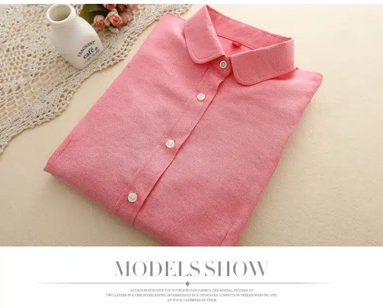 Women Blouses 2018 Long Sleeve Cotton Oxford Ladies Tops Office Long Sleeve Shirts Women Blusas Camisas Mujer 16
