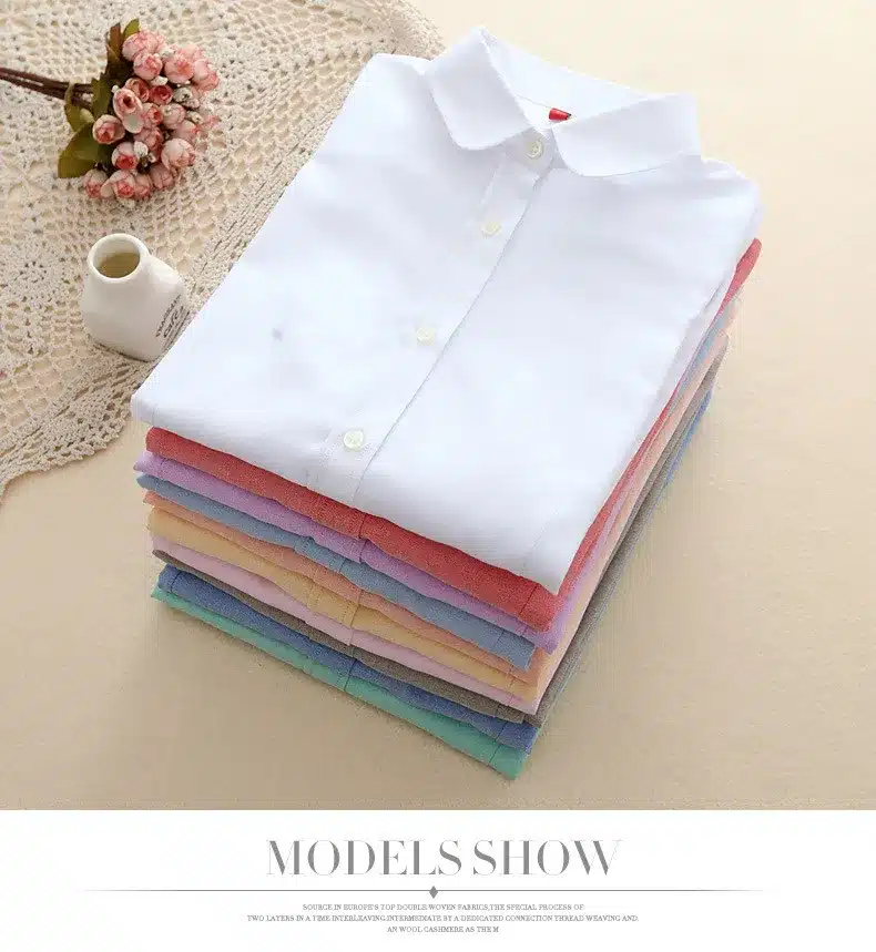 Women Blouses 2018 Long Sleeve Cotton Oxford Ladies Tops Office Long Sleeve Shirts Women Blusas Camisas Mujer 19