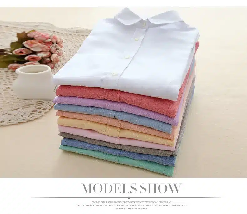 Women Blouses 2018 Long Sleeve Cotton Oxford Ladies Tops Office Long Sleeve Shirts Women Blusas Camisas Mujer 20