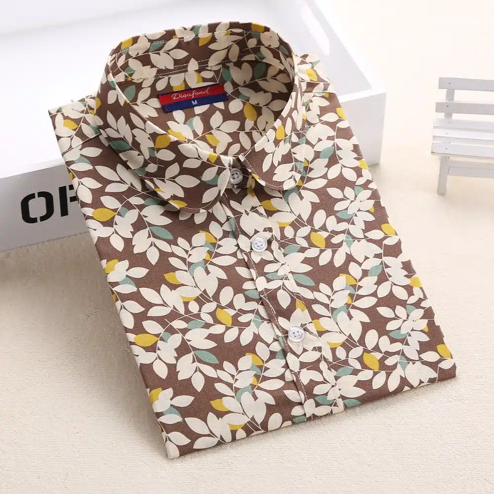 Dioufond Women Blouse Star Print Shirt Long Sleeve Blouse Cotton Casual Shirt Plus Size Shirt Female Clothes Vintage Lady Top 13