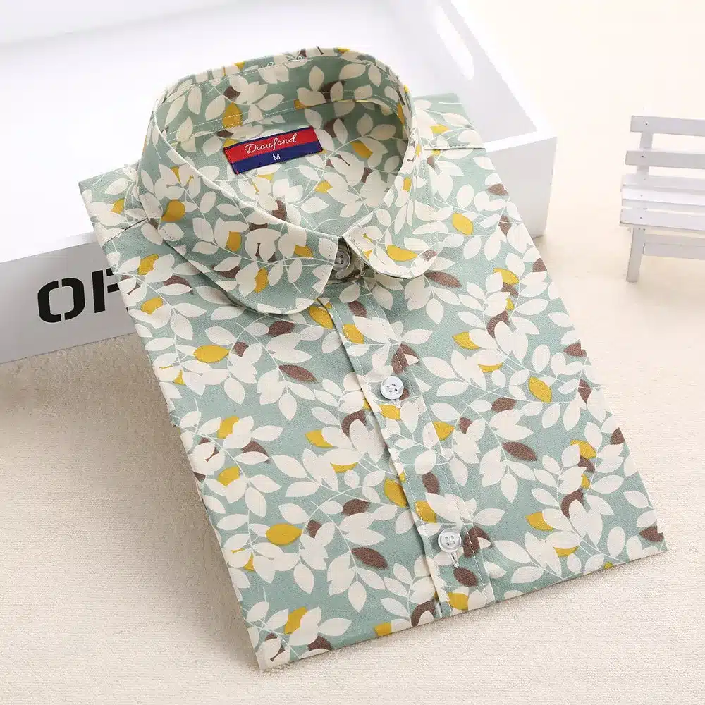 Dioufond Women Blouse Star Print Shirt Long Sleeve Blouse Cotton Casual Shirt Plus Size Shirt Female Clothes Vintage Lady Top 14