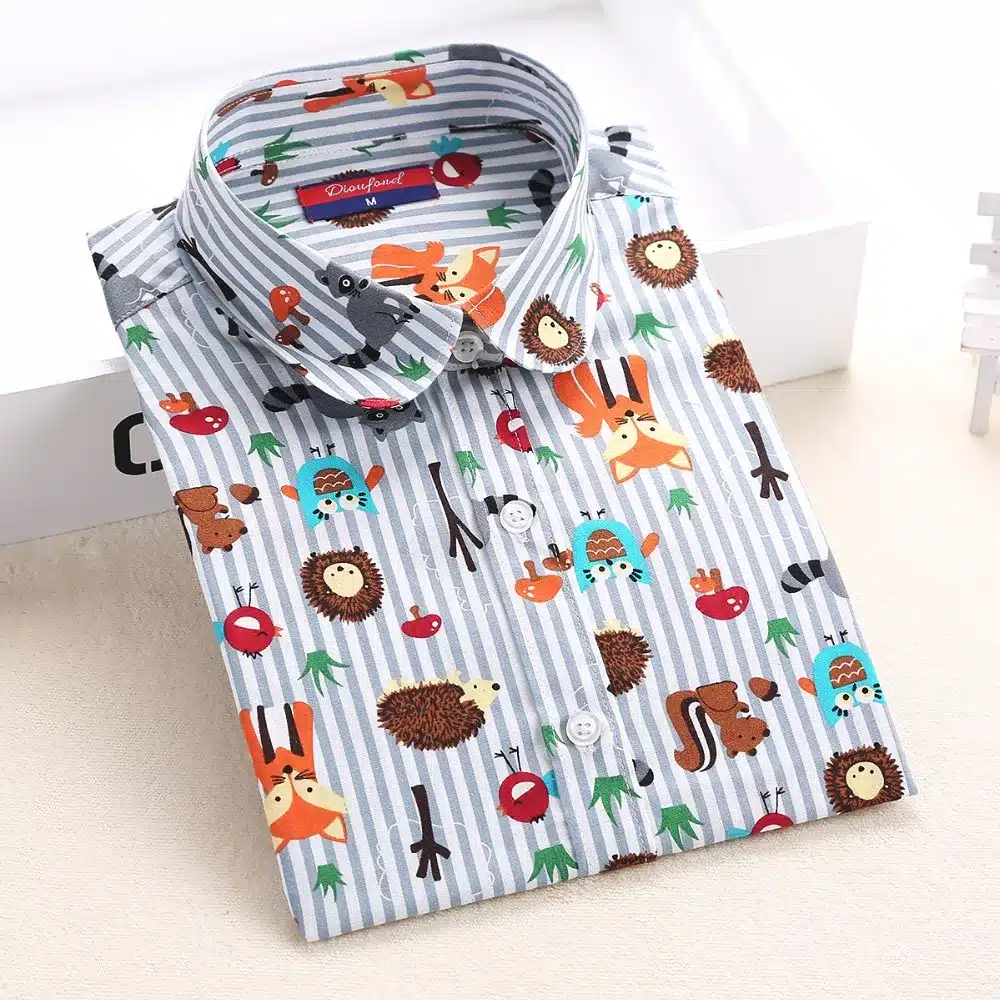 Dioufond Women Blouse Star Print Shirt Long Sleeve Blouse Cotton Casual Shirt Plus Size Shirt Female Clothes Vintage Lady Top 17
