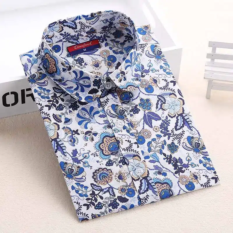 Dioufond Women Blouse Star Print Shirt Long Sleeve Blouse Cotton Casual Shirt Plus Size Shirt Female Clothes Vintage Lady Top 20