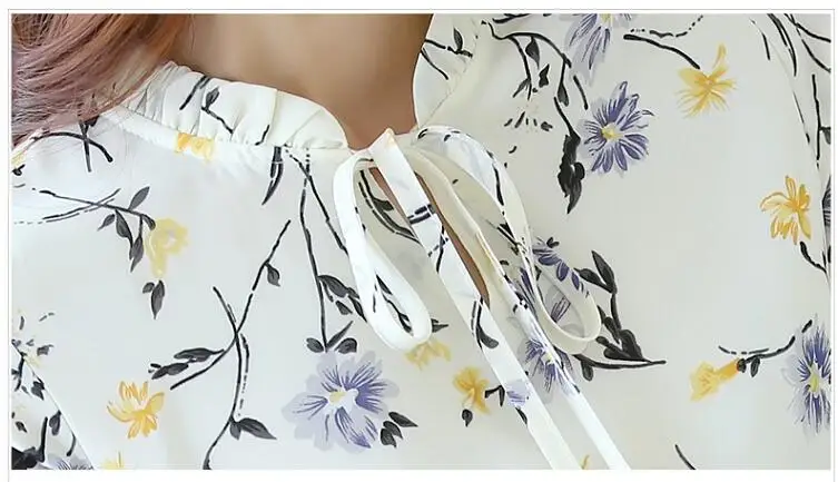 Blusas Women Tops Blouses Ladies Chiffon Long Sleeve Floral Shirt Women Slim Camisas Mujer Plus Size Chemise Femme White Black 25