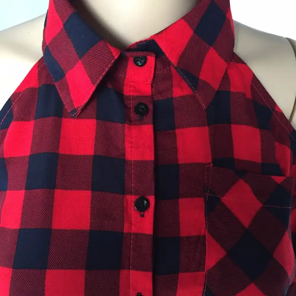 Dioufond Spring Red Plaid Off Shoulder Tops Shirts For Women Long Sleeve Blouse Sexy Blouses V Neck Women Tops Blusas Femininas 15