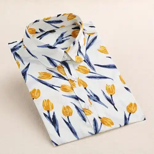 Dioufond New Women Print Blouse Fashion Cartoon Tops Floral Printed Shirt Long Sleeve Shirts Female Plus Size Camisas Femininas 8