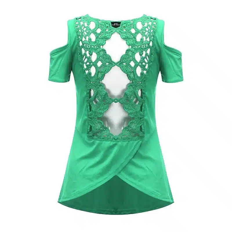 2018 Summer Sexy Blusas Retro Lace Short Sleeve Hollow Backless Off Shoulder Tee Tops Solid Blouse Shirt ZANZEA Women Plus Size 20