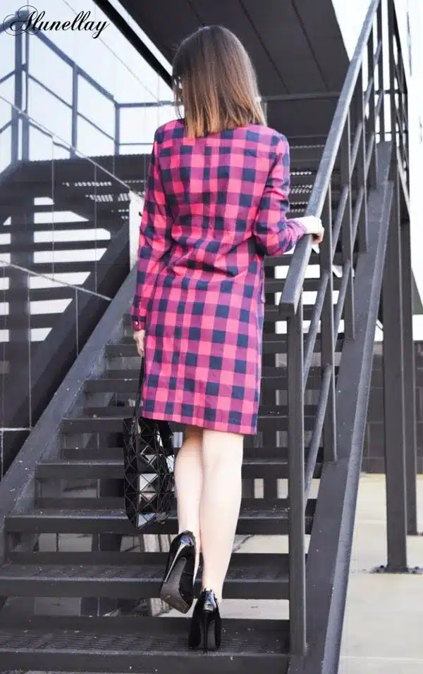 Dioufond Women Long Shirts Long Sleeve Shirts Chemise Femme Manche Longue Plaid Shirt Women Tops Camisetas Largas Mujeres 13