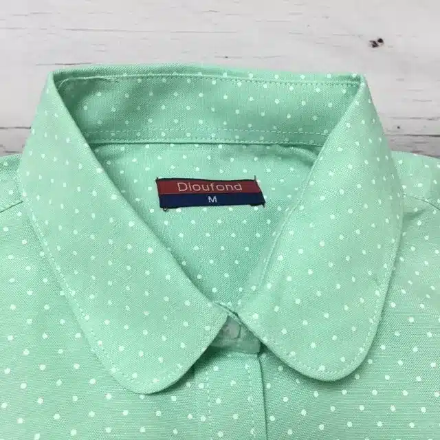Dioufond Women Polka Dot Blouses Cotton Long Sleeve Shirt Turn Down Collar Shirt Ladies Tops Plus Size Women Clothing Fashion 21