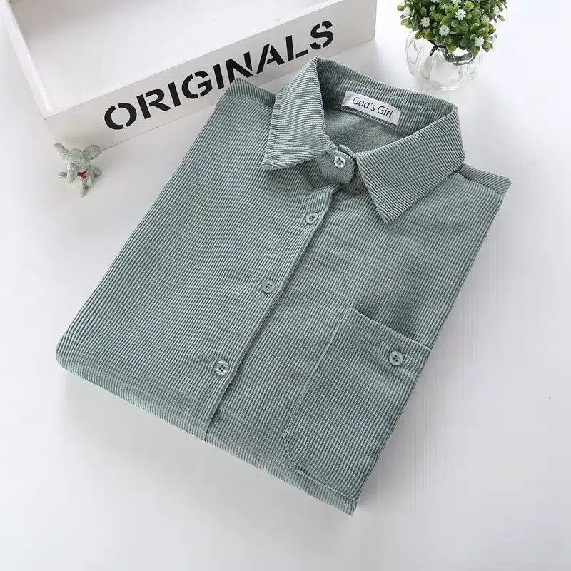 Warm Women Corduroy Cotton Shirt Female Long Sleeve Tops Fashion Plus Size Winter Bodycon Casual Blouse Chemise Femme Clothes 11