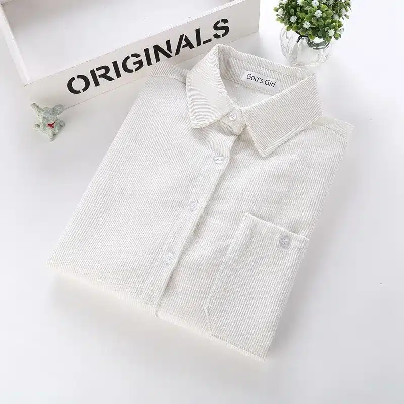 Warm Women Corduroy Cotton Shirt Female Long Sleeve Tops Fashion Plus Size Winter Bodycon Casual Blouse Chemise Femme Clothes 13