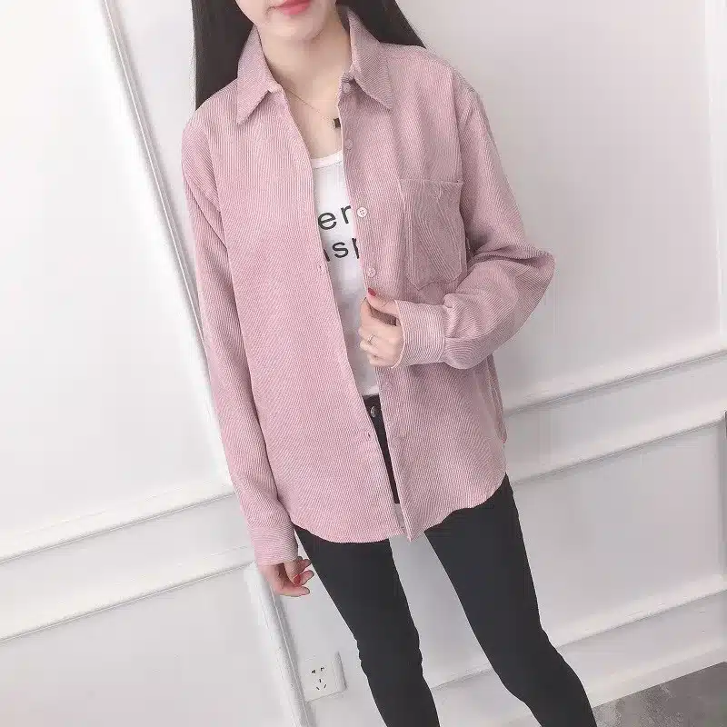 Warm Women Corduroy Cotton Shirt Female Long Sleeve Tops Fashion Plus Size Winter Bodycon Casual Blouse Chemise Femme Clothes 22