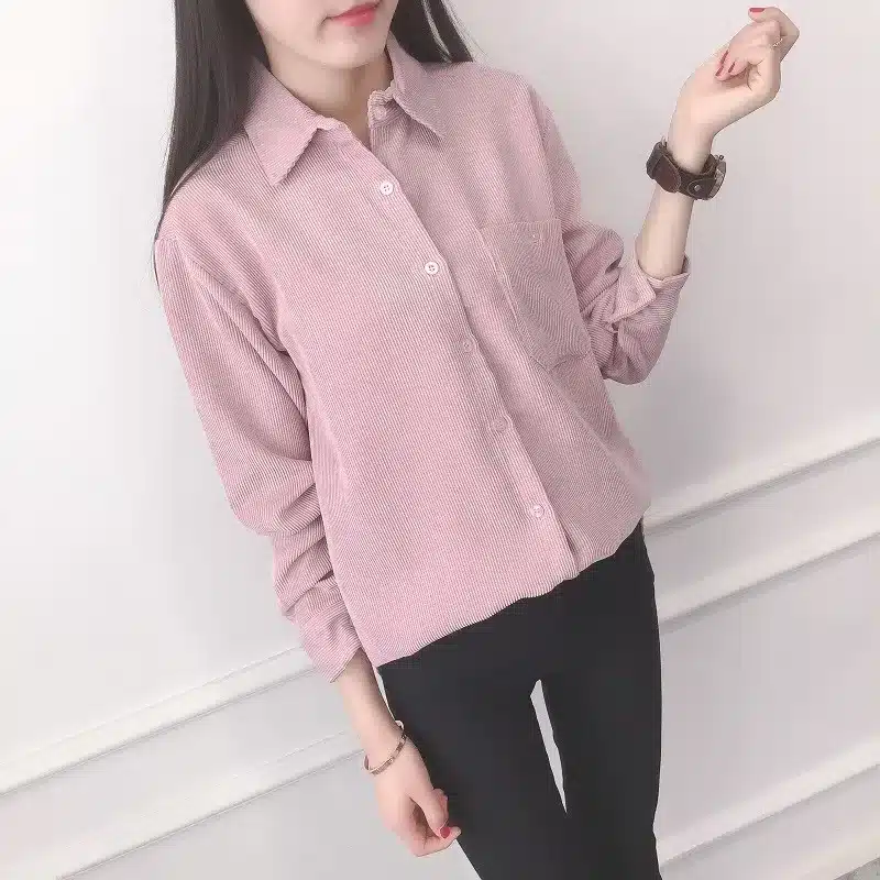 Warm Women Corduroy Cotton Shirt Female Long Sleeve Tops Fashion Plus Size Winter Bodycon Casual Blouse Chemise Femme Clothes 23