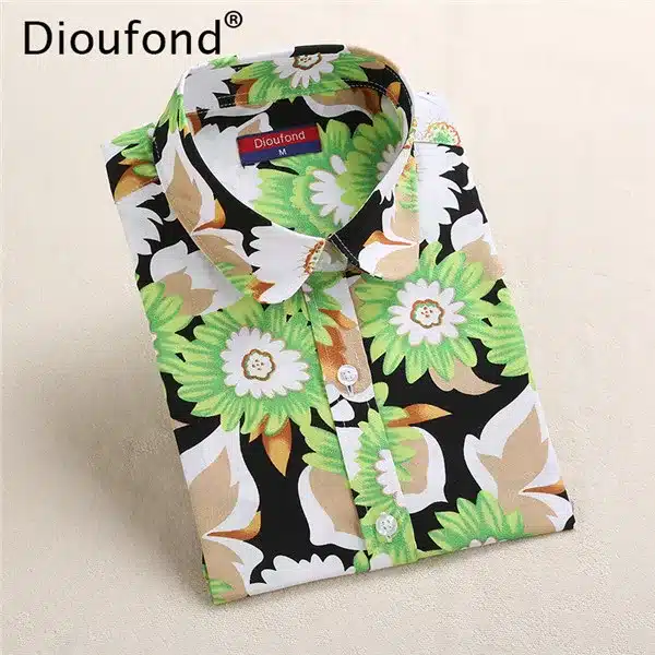 Dioufond Summer Striped Blouses Animal Print Blouse Shirt 2017 Long Sleeve Women Shirts Whale Casual Blusas Plus Size 5XL 9