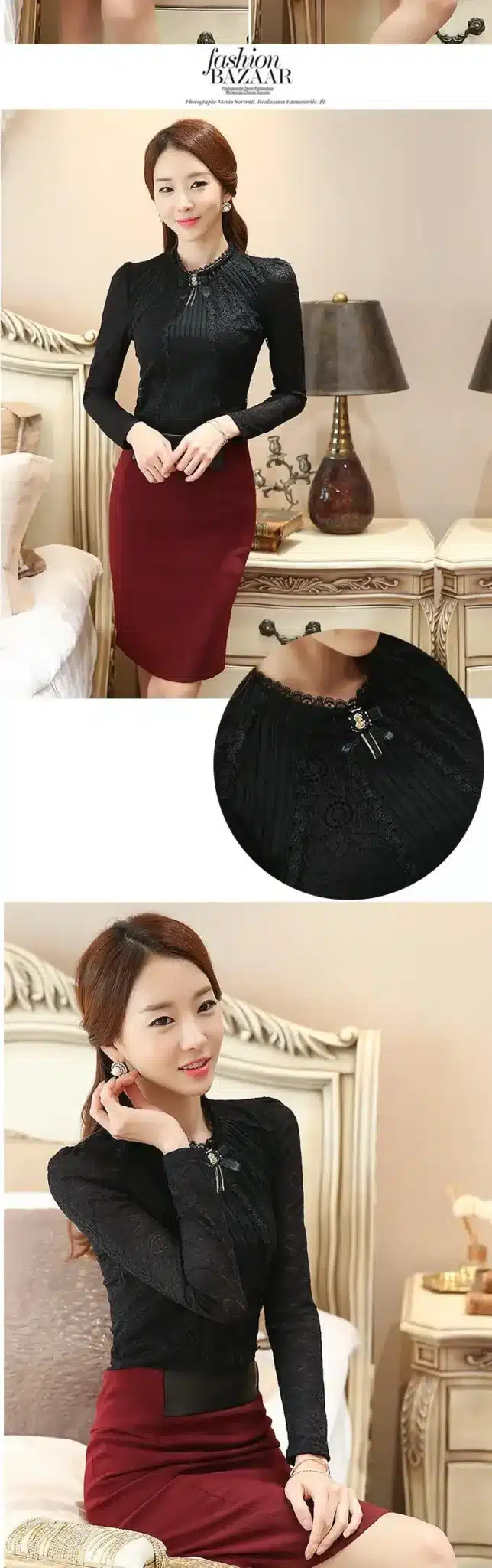 Dingaozlz Royal Elegant Women shirt 2017 Spring Fashion Ladies Lace blouse Plus size Female Lace Tops New brand Women clothing 25