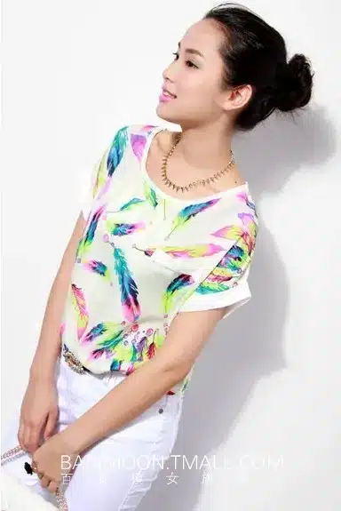 Women Blouses Shirts Chiffon Feminina Top Tee Short Shirt Woman Clothing Blusa Camisa Summer Tops Shirt Floral Fashion 15
