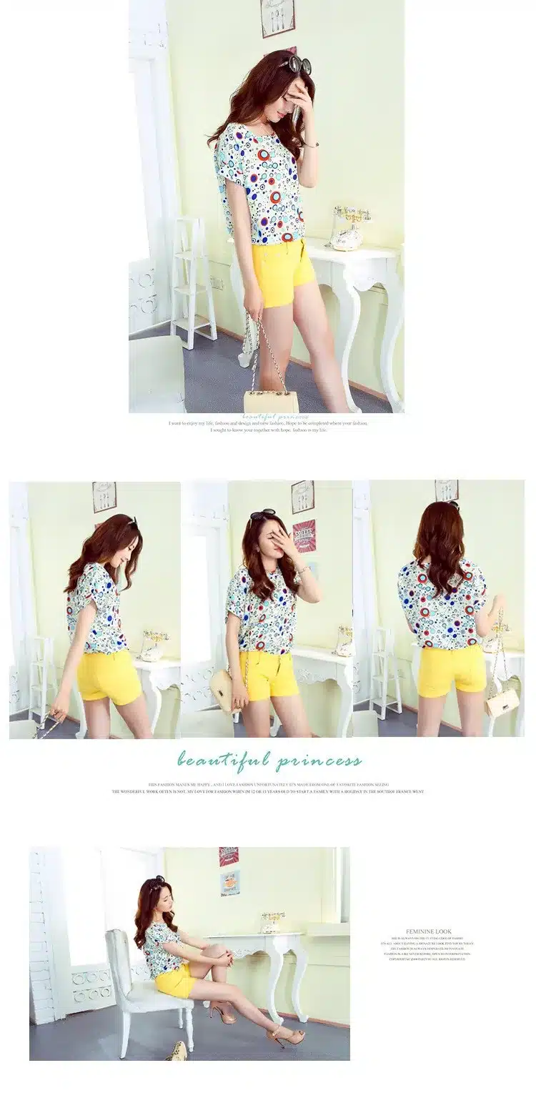Women Blouses Shirts Chiffon Feminina Top Tee Short Shirt Woman Clothing Blusa Camisa Summer Tops Shirt Floral Fashion 20