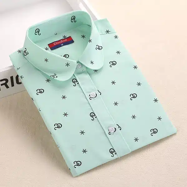 Dioufond Autumn Shirts Women Floral Cotton Blouses Vintage Elegant Ladies Tops Female Print Shirt Long Sleeve Plus Size Blusas 19