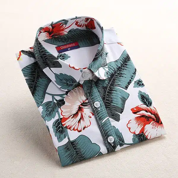 Dioufond Autumn Shirts Women Floral Cotton Blouses Vintage Elegant Ladies Tops Female Print Shirt Long Sleeve Plus Size Blusas 23