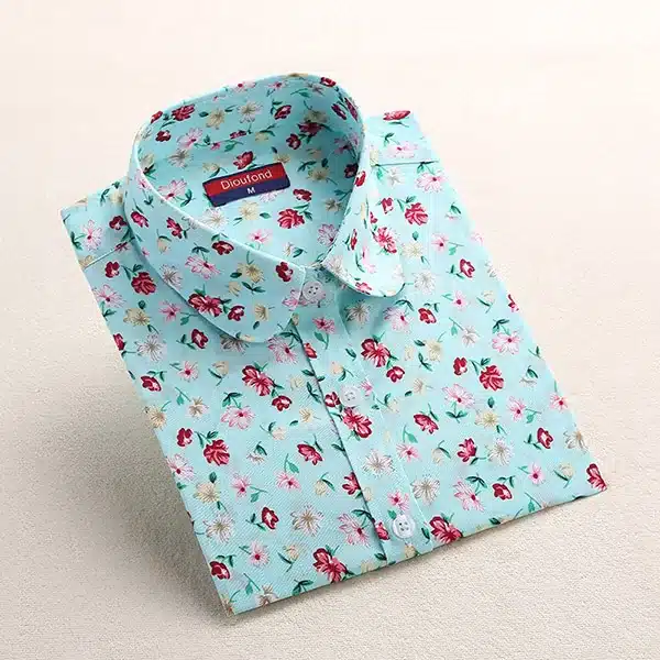 Dioufond Autumn Shirts Women Floral Cotton Blouses Vintage Elegant Ladies Tops Female Print Shirt Long Sleeve Plus Size Blusas 22