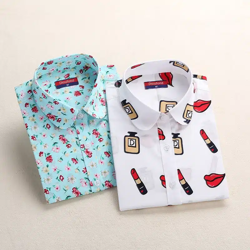 Dioufond Autumn Shirts Women Floral Cotton Blouses Vintage Elegant Ladies Tops Female Print Shirt Long Sleeve Plus Size Blusas 26