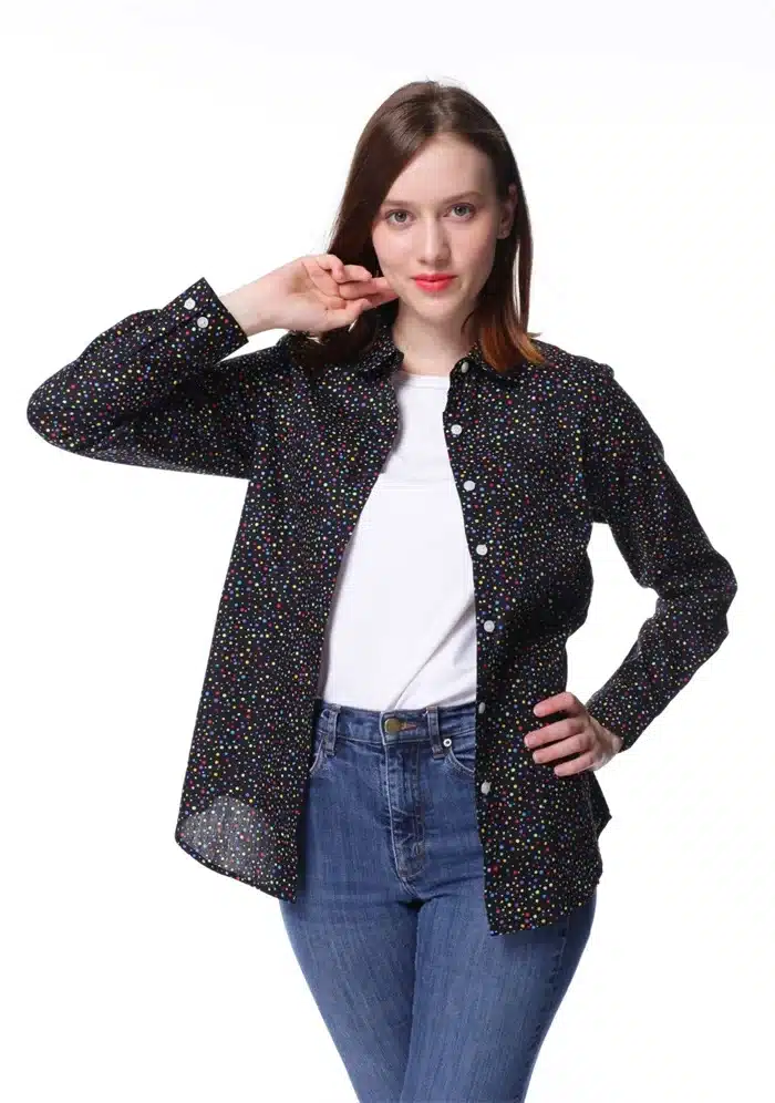 New Brand Red Polka Dot Shirt Dots Women Shirts Bohemia Long Sleeve Blouses Red Dot White Women Shirts Blouses Blusa Mujer 15