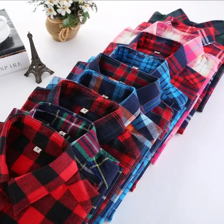 2017 Brand New Fashion Plaid Shirt Female Casual Style Women Blouses Long Sleeve Flannel Shirt Plus Size Cotton Blusas Tops 5XL 6