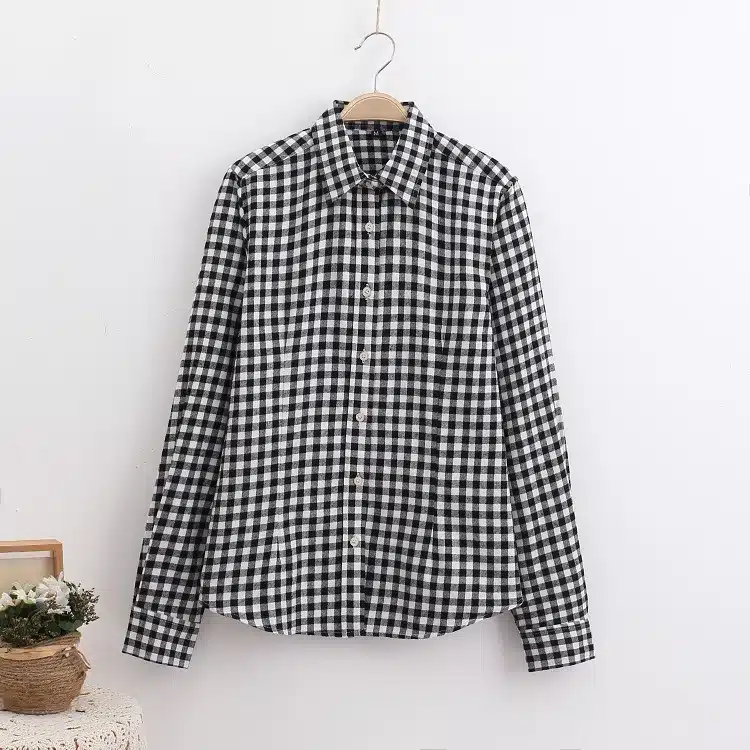 2017 Brand New Fashion Plaid Shirt Female Casual Style Women Blouses Long Sleeve Flannel Shirt Plus Size Cotton Blusas Tops 5XL 11