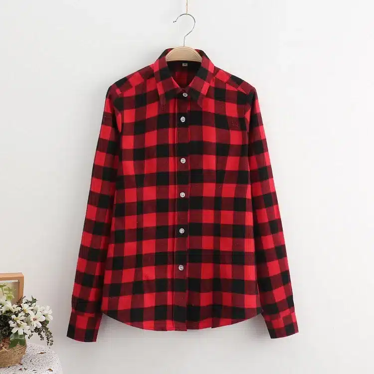 2017 Brand New Fashion Plaid Shirt Female Casual Style Women Blouses Long Sleeve Flannel Shirt Plus Size Cotton Blusas Tops 5XL 15