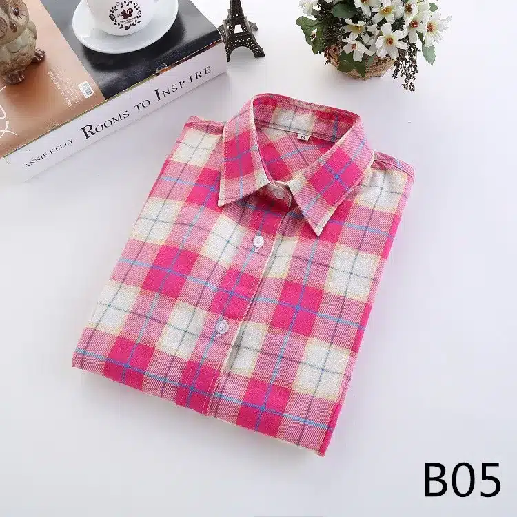 2017 Brand New Fashion Plaid Shirt Female Casual Style Women Blouses Long Sleeve Flannel Shirt Plus Size Cotton Blusas Tops 5XL 16