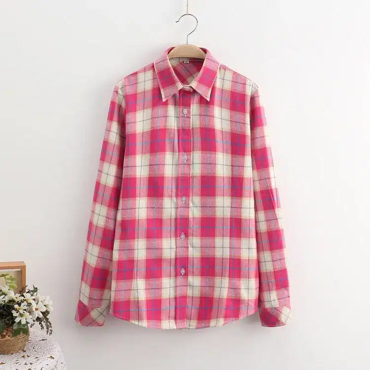 2017 Brand New Fashion Plaid Shirt Female Casual Style Women Blouses Long Sleeve Flannel Shirt Plus Size Cotton Blusas Tops 5XL 17