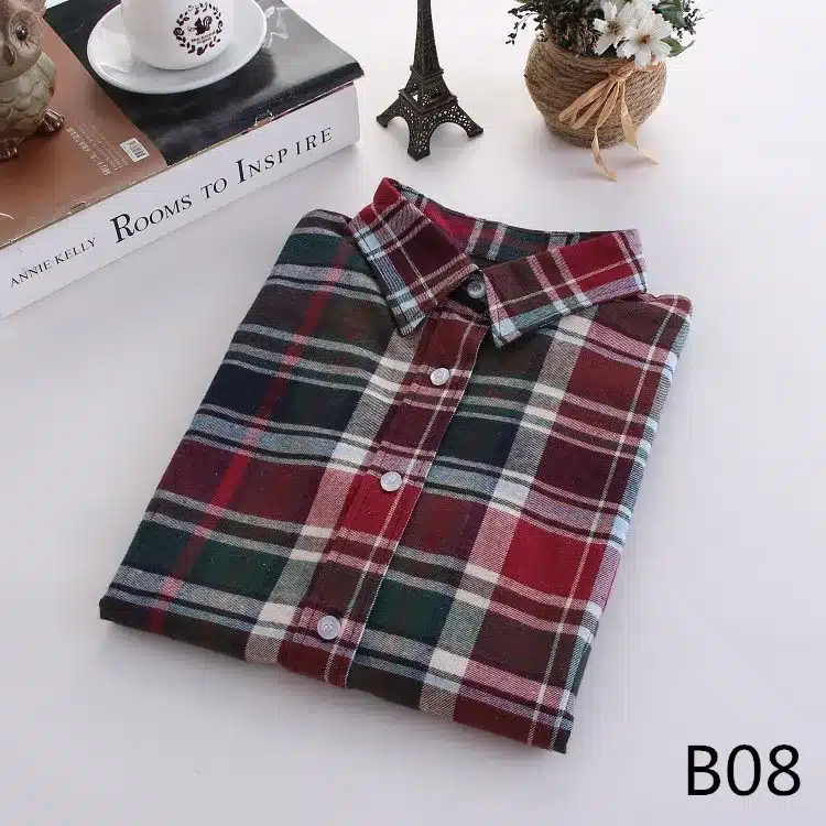 2017 Brand New Fashion Plaid Shirt Female Casual Style Women Blouses Long Sleeve Flannel Shirt Plus Size Cotton Blusas Tops 5XL 22