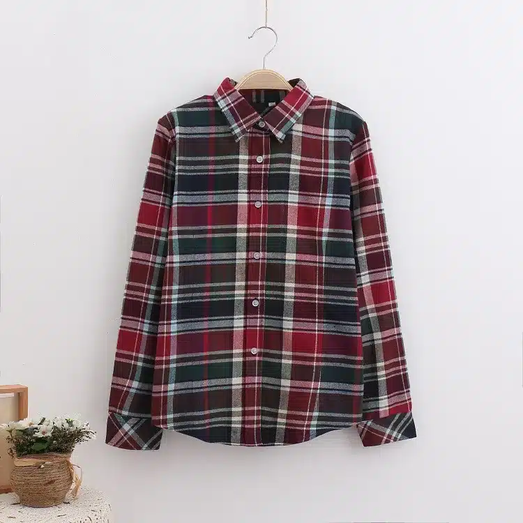 2017 Brand New Fashion Plaid Shirt Female Casual Style Women Blouses Long Sleeve Flannel Shirt Plus Size Cotton Blusas Tops 5XL 23