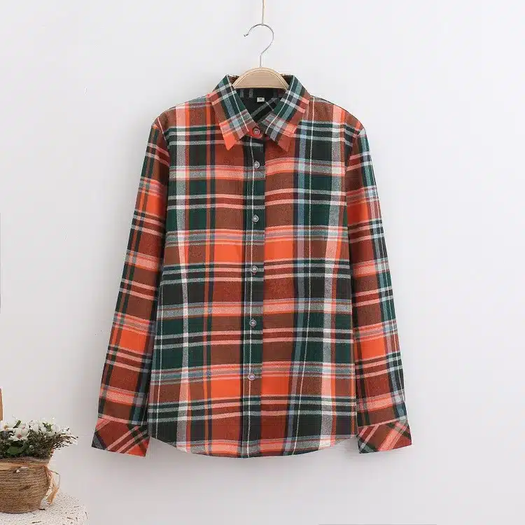 2017 Brand New Fashion Plaid Shirt Female Casual Style Women Blouses Long Sleeve Flannel Shirt Plus Size Cotton Blusas Tops 5XL 25