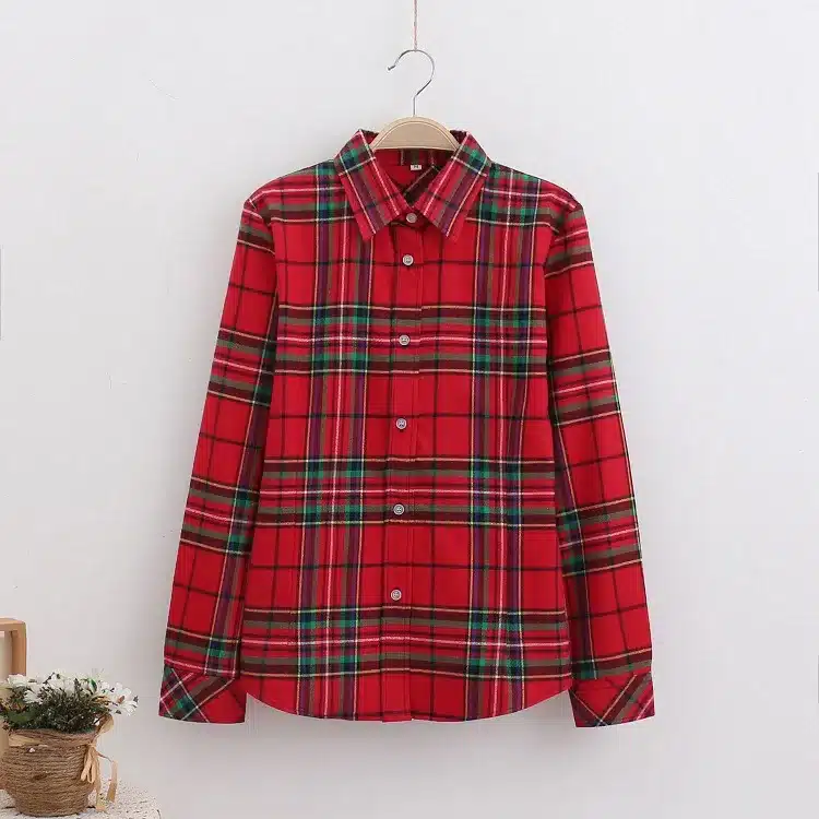 2017 Brand New Fashion Plaid Shirt Female Casual Style Women Blouses Long Sleeve Flannel Shirt Plus Size Cotton Blusas Tops 5XL 27