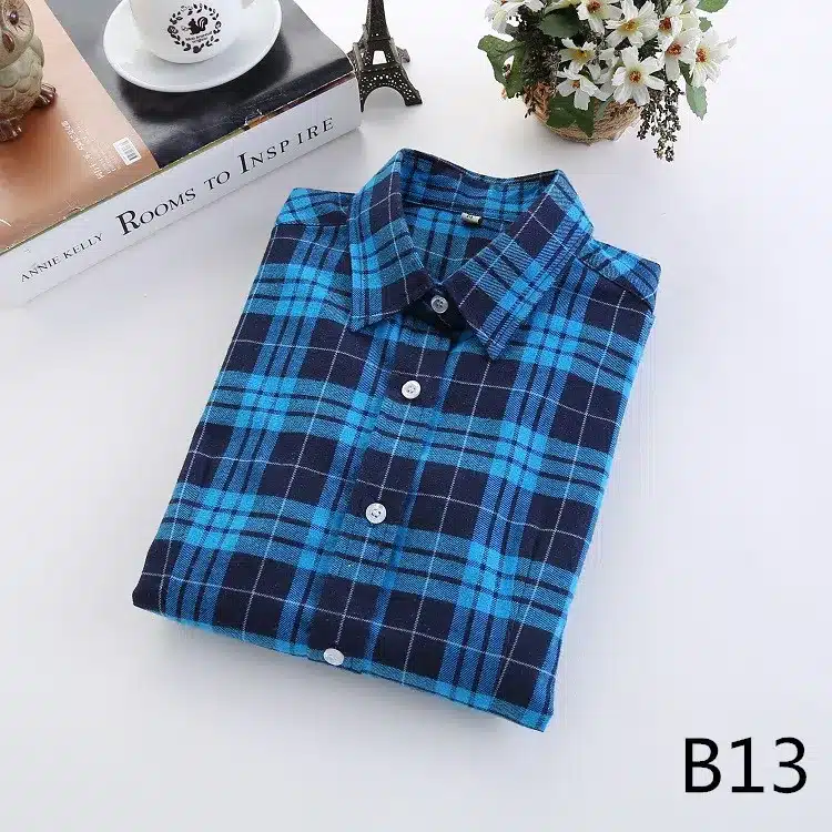 2017 Brand New Fashion Plaid Shirt Female Casual Style Women Blouses Long Sleeve Flannel Shirt Plus Size Cotton Blusas Tops 5XL 32
