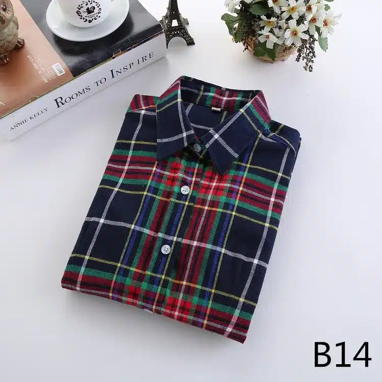 2017 Brand New Fashion Plaid Shirt Female Casual Style Women Blouses Long Sleeve Flannel Shirt Plus Size Cotton Blusas Tops 5XL 34