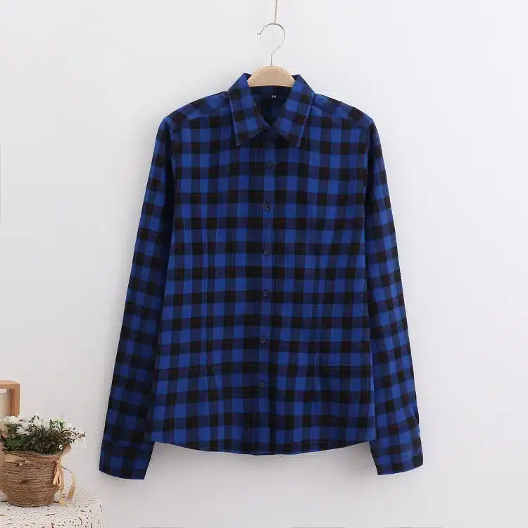 2017 Brand New Fashion Plaid Shirt Female Casual Style Women Blouses Long Sleeve Flannel Shirt Plus Size Cotton Blusas Tops 5XL 39