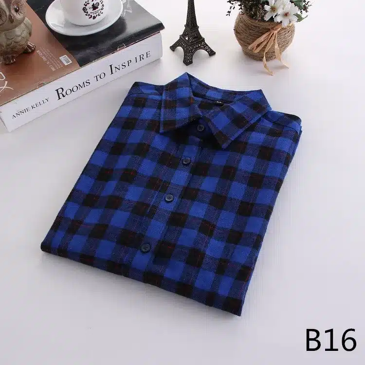2017 Brand New Fashion Plaid Shirt Female Casual Style Women Blouses Long Sleeve Flannel Shirt Plus Size Cotton Blusas Tops 5XL 38