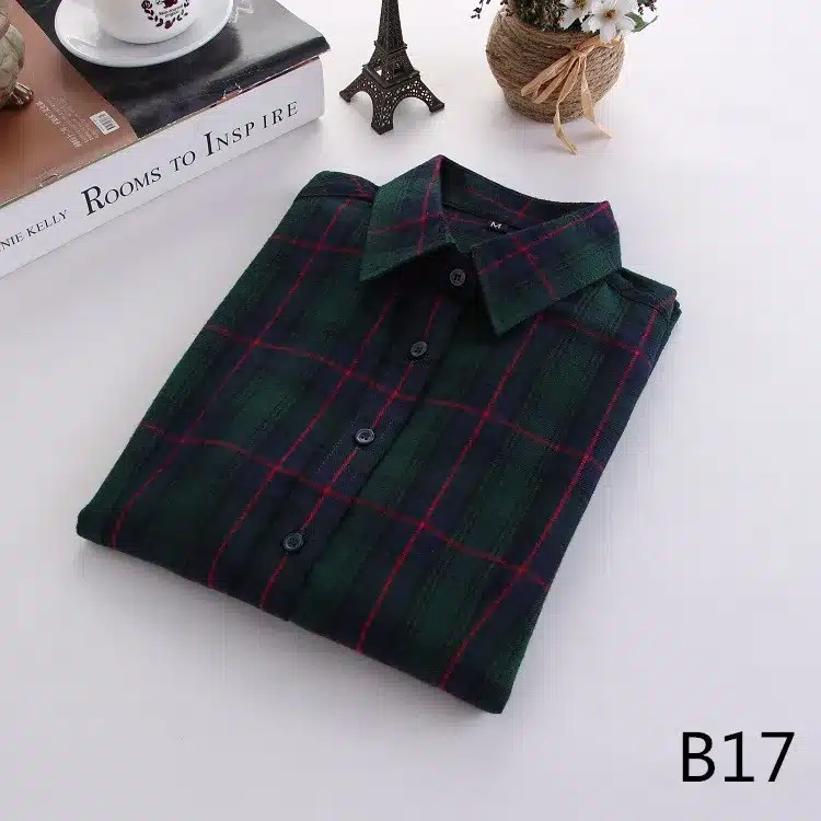 2017 Brand New Fashion Plaid Shirt Female Casual Style Women Blouses Long Sleeve Flannel Shirt Plus Size Cotton Blusas Tops 5XL 40