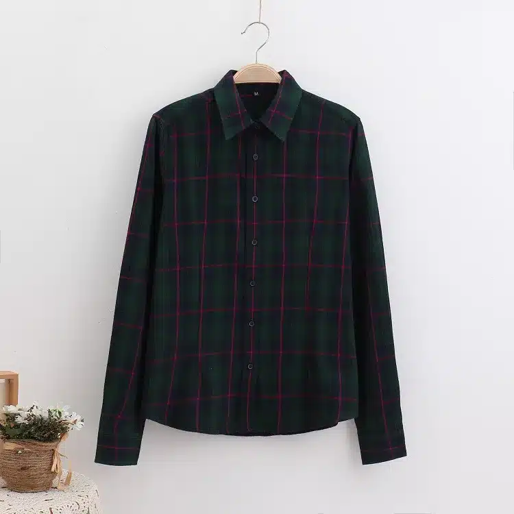 2017 Brand New Fashion Plaid Shirt Female Casual Style Women Blouses Long Sleeve Flannel Shirt Plus Size Cotton Blusas Tops 5XL 41