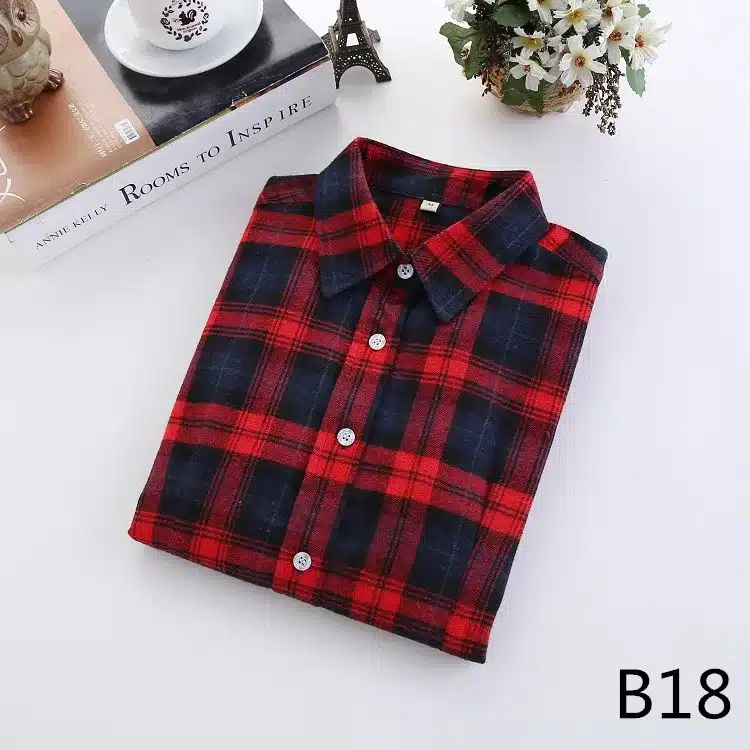 2017 Brand New Fashion Plaid Shirt Female Casual Style Women Blouses Long Sleeve Flannel Shirt Plus Size Cotton Blusas Tops 5XL 42