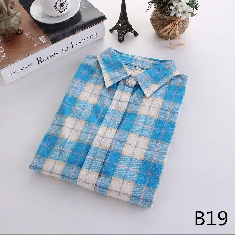 2017 Brand New Fashion Plaid Shirt Female Casual Style Women Blouses Long Sleeve Flannel Shirt Plus Size Cotton Blusas Tops 5XL 44