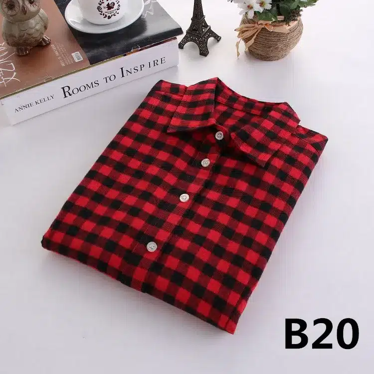 2017 Brand New Fashion Plaid Shirt Female Casual Style Women Blouses Long Sleeve Flannel Shirt Plus Size Cotton Blusas Tops 5XL 46