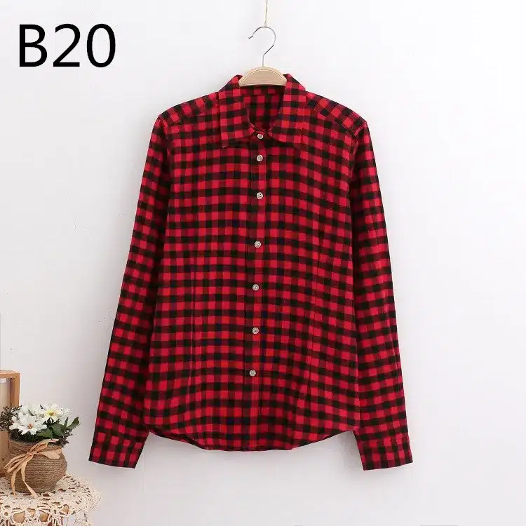 2017 Brand New Fashion Plaid Shirt Female Casual Style Women Blouses Long Sleeve Flannel Shirt Plus Size Cotton Blusas Tops 5XL 47