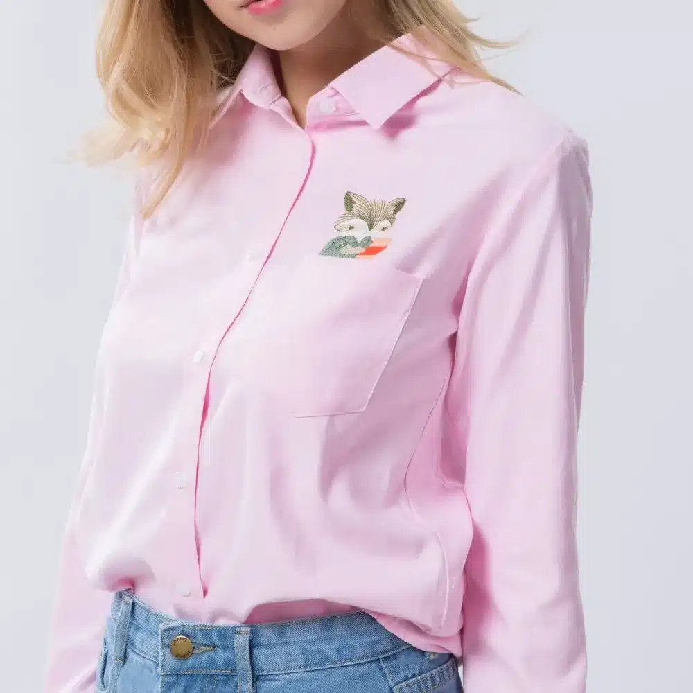 Dioufond Women Embroidery Shirt Cat School Blouses Office Ladies Tops Female Blusas Plus Size Embroidered Work Shirt Autumn 2017 6