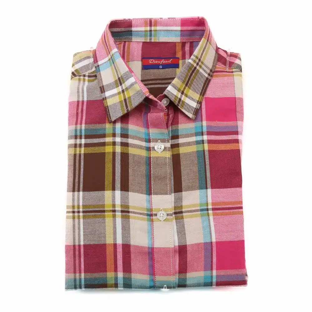 Dioufond Red Plaid Shirts Women Blouses Long Sleeve Turn-down Collar Plaid Shirts Women Casual Cotton Shirt Blusas Femininas 13