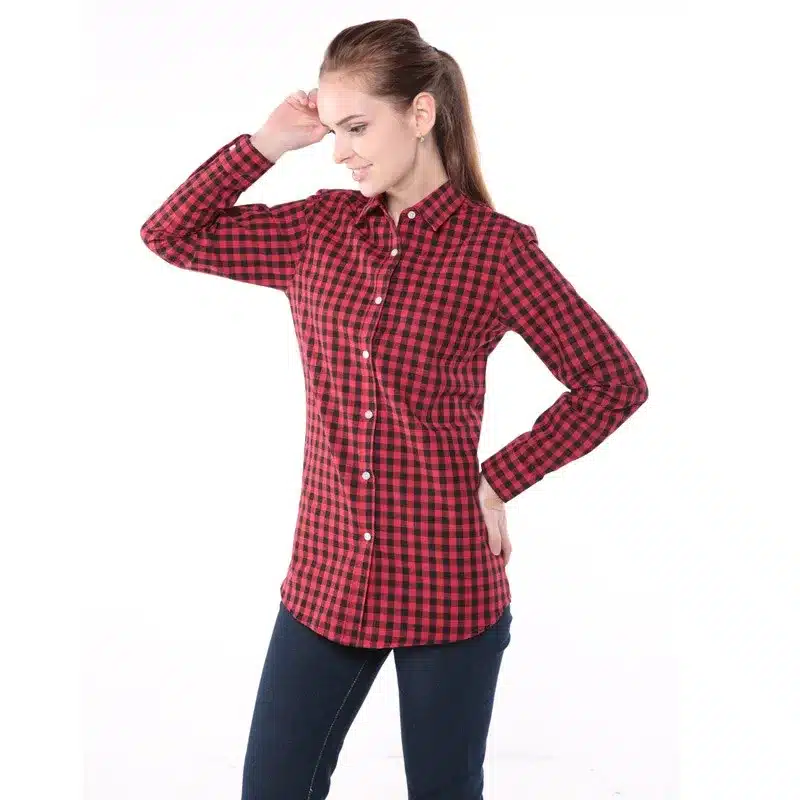 Dioufond Red Plaid Shirts Women Blouses Long Sleeve Turn-down Collar Plaid Shirts Women Casual Cotton Shirt Blusas Femininas 19