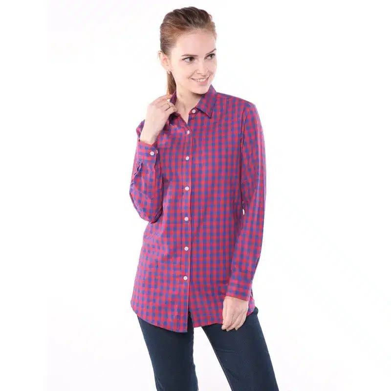 Dioufond Red Plaid Shirts Women Blouses Long Sleeve Turn-down Collar Plaid Shirts Women Casual Cotton Shirt Blusas Femininas 22