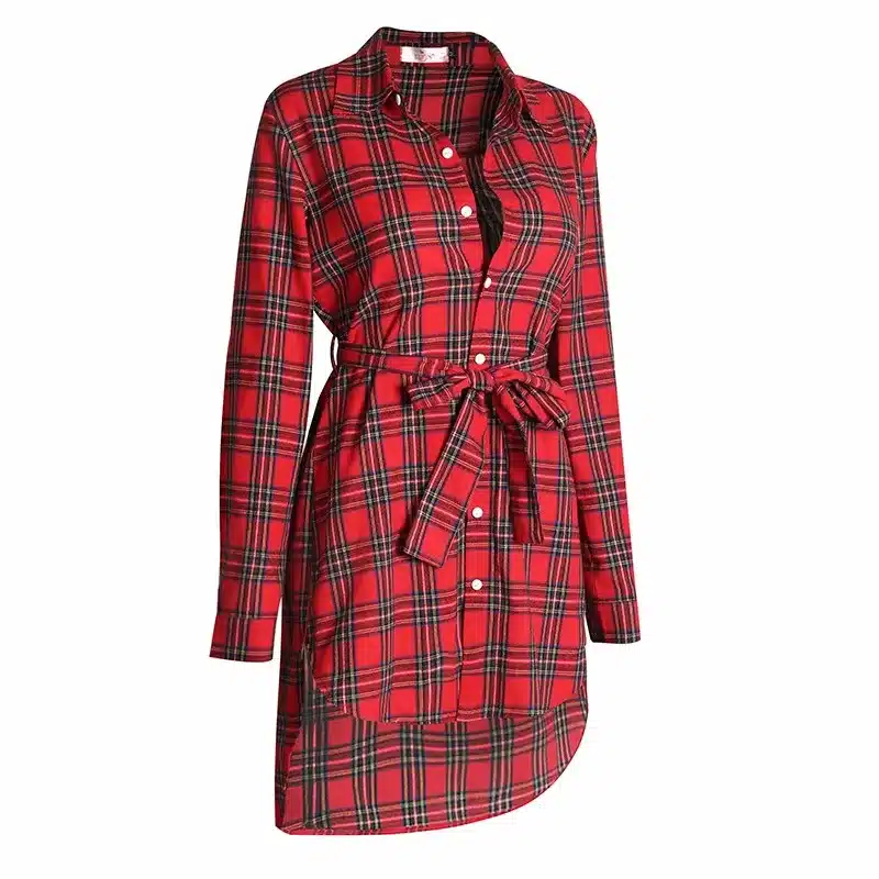 Fashion Women Blouses Long Sleeve Plaid Shirts Turn Down Collar Shirt Casual Ladies Tops Tunic Feminine Irregular Blouses LJ5932 19